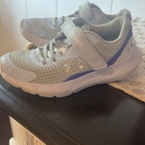 Under Armour Kids' Light Gray and Blue Sneakers